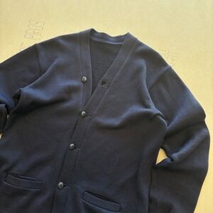 Vintage 50s Navy Blue‎ Knit Cardigan Sweater